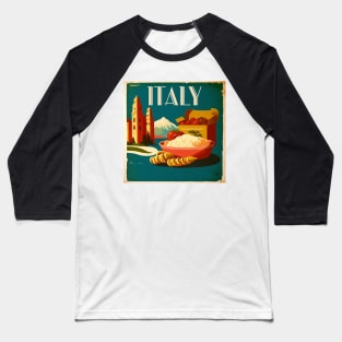 Italy Food Vintage Travel Art Poster Baseball T-Shirt